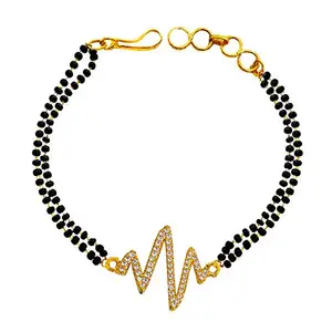 ZIVOM® Lightning Heartbeat Pulse Charm 22K Gold Hand Haath Mangalsutra Bracelet for Women