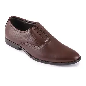 FEATHER LEATHER Genuine Leather Shoe for Men's & Boys - Comfortable & Stylish Shoes - Suitable for Formals, Office Wear, Dress Up Shoes (Brown_7)