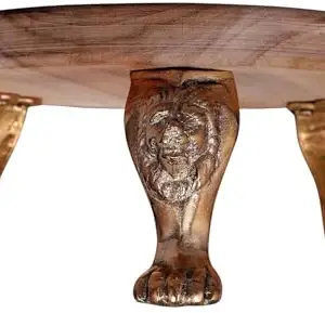 KIDLOOP Handcrafted Wooden Rolling Patli Board/Roti Maker with Lion Base Sagwan Wood Assorted Colors/Patterns Chakla for Roti, Pulka, Chapati Making