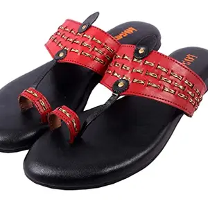 Footrendz Women TPR Ethinc Sandal_3478 (Maroon, numeric_4)