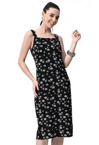 IUGA Black Floral Midi Dress