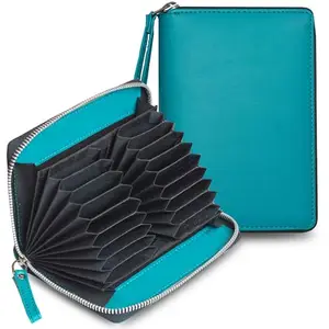 MATSS Leatherette Teal Trendy RFID Protected 18 Card Slots Wallet for Men and Women