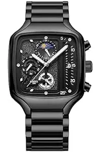 NIBOSI Uber Sqaure Dial Stainless Steel Chronograph Watch for Men Luminous Quartz Men Dress Watches
