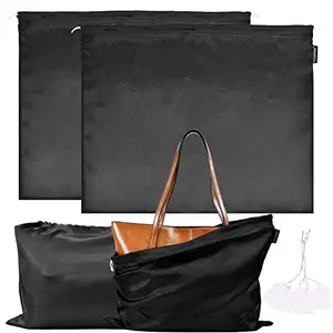 FEICHANGHAO 2 PCS Dust Cover Storage Bags Silk Dustproof Drawstring Bag storage pouch Satin Bags for Packaging Handbags, Purses, Shoes Boots Home Storage Bags, Black, 23.6 * 19.6 in, Purse Dust Bag