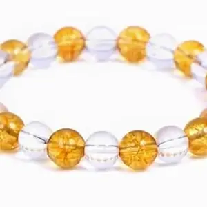 Clear Quartz + Citrine Bracelet 8 MM (Abundance & Prosperity)