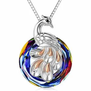 Via Mazzini Silver Plated Multicolour Crytal Peacock Pendant Necklace For Women And Girls (NK1270)