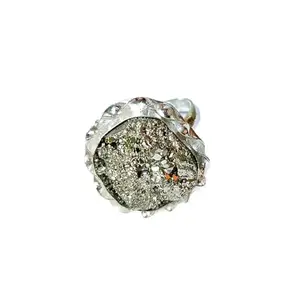 Raw Pyrite Adjustable Rings Certified for Abundance Pyrite Stone - Original Ring - Pyrite Ring for Women and Men - Real Pirate Attract Money, Wealth, Will power and Success