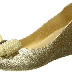 tresmode Women Glitter Rainy Shoes Wedge Heel Ballerina | Monsoon Footwear for Girls (EURO37/4 UK) Gold
