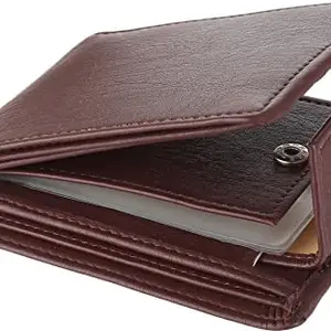 WILD EDGE Dark Brown Men's Wallet with Transparent Card Compartments | Smart and Formal Artificial Leather Wallet for Men