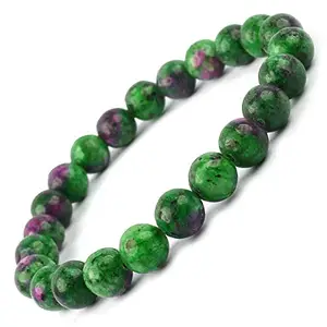Divine Crystal Treasures Natural Ruby Zoisite Crystal Certified healing bracelets. Stretchable - 8MM beads Bracelets for men & women.