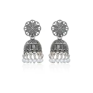 arch fashion Premium Silver Oxidiesd Pated Jhumkhi Earrings |