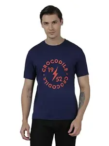 CROCODILE Men Graphic Printed T-Shirt | Youth Fit | Round Neck | Short Sleeve | Regular Length | Casual Pull On Topwear