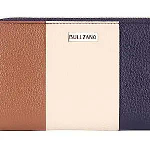 BULLZANO Vogue Women's/Ladies Genuine Leather Wallet/Purse, Cream Zip Closure (15 Card Slots)
