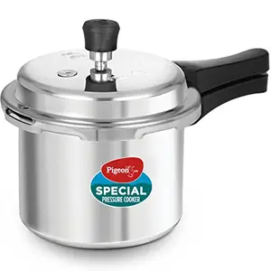 Pigeon by Stovekraft 12260 Induction Base Outer Lid Aluminium Pressure Cooker, 3L, Silver price in India.