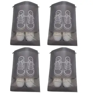 DANSR Shoe Bags for Travel - Dustproof Drawstring Shoes Pouch Packing Organizers for Men & Women, Shoe Bags Pouches Travel Shoe Cover for Travelling Travel Essentials 27 * 36 CM (Grey) 4