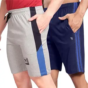 KEESOR Men's Cotton Solid Regular Fit Bermuda Shorts (Pack of 2) Size:-32 Colour:-Grey Nevy