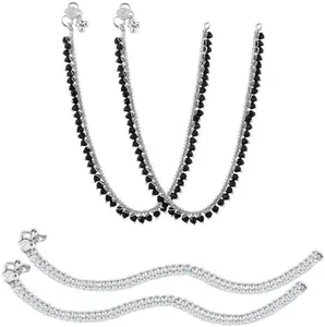 Heer Collection Traditional Trendy Jewellery All Occassions Anklets Payal Pair for Women/Girls Alloy Anklet (Pack of 4)(Combo Payal-101&108-(1PairEach))