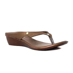 Khadim's Brown Wedge Heel Slip On Sandal for Women (5300624)