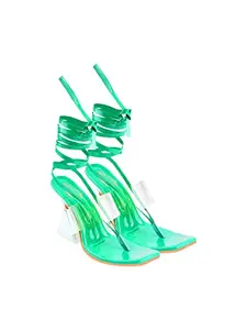 Shoetopia womens Snow Green Heeled Sandal - 3 UK (Snow-Green)