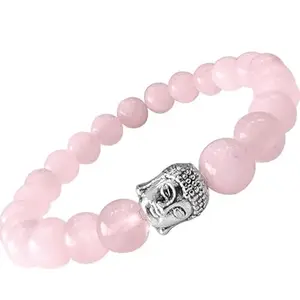 Natural Rose Quartz Bracelett with Buddha Head – Love Attraction Crystal Bracelett for Men & Women – Handmade Healing Stone Jewelry for Love, Peace, Meditation, Yoga & Emotional Protection
