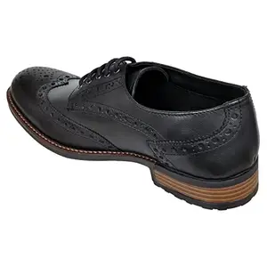 Hx London Men Stylish Semi Casual and Formal Leather Lace-Up Brogue Derby Shoes (Black, Numeric_6)