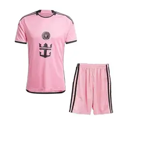 Messi 10 Inter Pink Football Team Jersey with Shorts 2023/2024 (Kids,Boys,Men)(7-8Years)