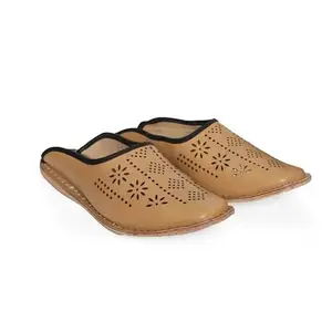 Yash&co. Pure Leather Hand Crafted Bellies| Rajasthani Jutti, Mojari| Latest Collection Comfortable Stylish Slip on Bellies & Ballerina for Women & Girls/Ethnic Bellies Footwear(Light Brown, 8 UK)