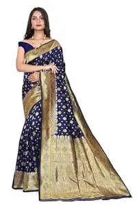 Shasmi Women's Banarasi Saree Pure Kanjivaram Silk Saree Soft new ladies 2026 Design Wear Pattu Sarees Latest Cotton Party Sari collections With Blouse Piece for Wedding sadi (PARI 181)