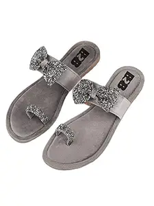 Walktrendy Walktrendy Womens Synthetic Grey Open Toe Flats - 5 UK (Wtwf353_Grey_38)