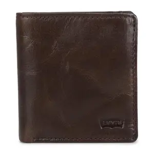 Levi's Men's Brown Brand Logo Bi-Fold Wallet
