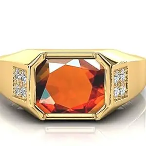 RRVGEM 5.25 Ratti / 5.00 Carat Certified gomed/garnet ring gold plated Handcrafted Finger Ring With Beautifull Stone hessonite ring for Men & Women Jewellery Collectible