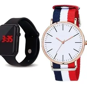 LAKSH Leather Strap Analog Watch and Rubber Strap Digital Watch Free for Girls(SR-608) AT-608