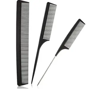 APTRIM Set of 3 Professional Hair Cutting Combs Hair Styling Salon Barber Carbon Anti static Hair Cutting Styling Combs [black]