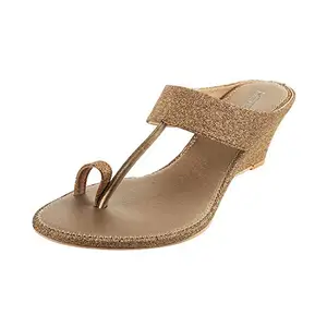 Metro Women Antique Gold Synthetic Sandals 8-UK (32-1215-28-41)