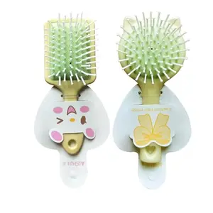BlackBoss New Cute Design Baby Hair Brush Soft Bristles Anti-static Airbag Massage Cartoon Comb For Kids Girls & Boys Combo (Pack Of 2) - Yellow
