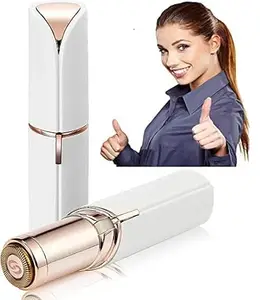 Shree Salasar Shine Women Hair Removal Touch Epilator Wax Electric Hair Removal Painless Lipstick Shaving Razor Eyebrow Face Lip Nose Chin Hair Removal Machine (White)_A20