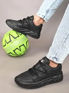 WOAKERS Men's Synthetic Leather Comfortable & Stylish Casual Shoes (Black, 8) (HR-013)