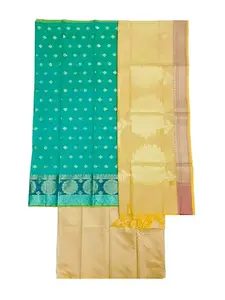 Shreemaa Creations Banarasi Women's Ustitched Contrast Suit Material With Dupatta (N_FPCT3_29, Sea Green:Beige)