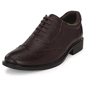 Auserio Men's Brogue Full Grain Leather Derby Lace Up Formal Shoes | Anti Skid Sole & Waxed Laces | Memory Foam Padded Insole | Shoes for Office & Parties | Brown 6 UK (SSE 053)