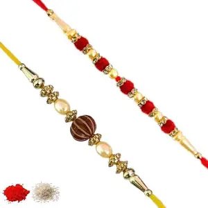 Rakhi set of 2, Rakhiya, Rakhi combo,with roli and chawal packet 470