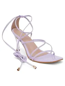 FABBHUE Women's Purple Comfortable Lace Up Heel Sandal