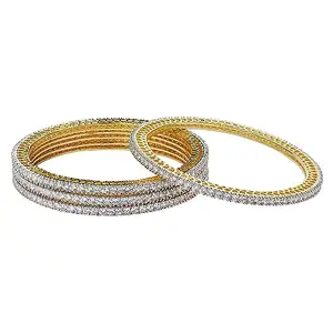 Sasitrends Elegant American Diamond Brass Bangles for Glamorous Occasions for Women & Girls