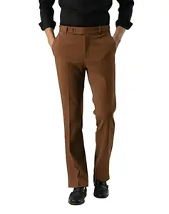 CROWNCART Men's Cotton Mid Waist Bootcut Bell Bottom Solid Formal Trouser | Comfortable Casual Bootcut Pants for Office & Everyday Wear