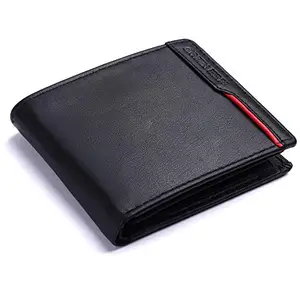 Massi Miliano Genuine Leather Men's Wallet/Coin Purse for Men - VER05 (Verona Collection) (Black/Red)