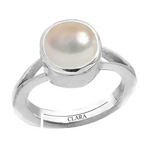 Clara Pearl Moti 6.5cts or 7.25ratti Stone Silver Adjustable Ring for Women