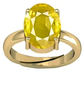 Kirti Sales 8.25 Ratti 7.45 Carat AA++ Quality Natural Yellow Sapphire Pukhraj Gemstone Gold Plated Ring for Women's and Men's (Lab Certified)