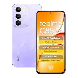 realme C85 5G Smartphone 6.8 inch Screen 144Hz Display 4GB RAM 128GB ROM, 7000mAh Battery 45W Fast Charge, IP69 Waterproof Dual SIM (Parrot Purple)