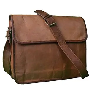 pranjals house Leather Half Flap Messenger Bag Laptop Padded/College Bag