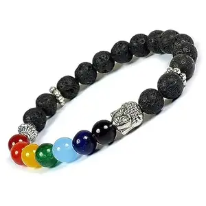 DaneGems 7 Chakra with Lava Bracelet for Reiki Healing and Crystal Healing Stone (Color : Multi) By Lab Certified सात चक्र लावा ब्रेसलेट