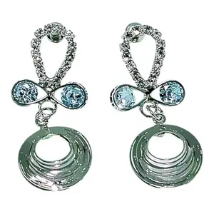 RK JEWELS Elegant Teardrop Crystal Dangle Earrings with Circular stainless steel Charm